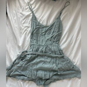 Baby Blue Short Romper w/ Tie